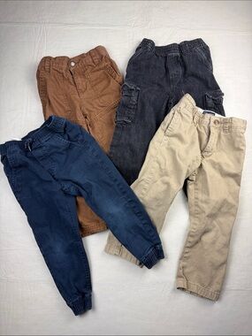 Boys Pant Bundle Joggers Cargo Pants Navy, Brown Black Beige Size 2T-3T